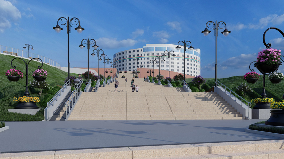 Реконструкция лестничного спуска к р.Волга в Комсомольско р-не, г.Тольятти