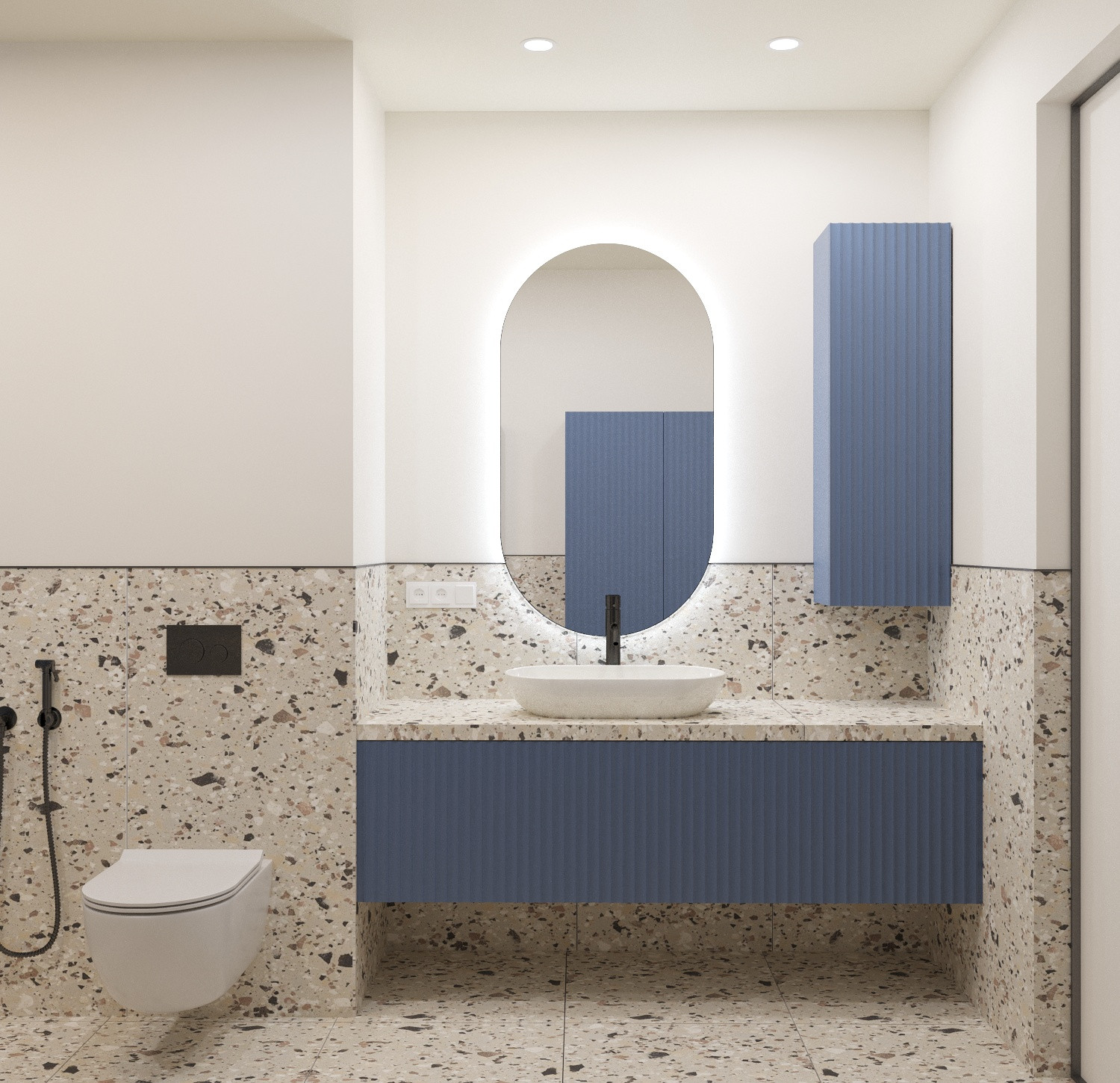 Современная  квартира в серо-белый тонах