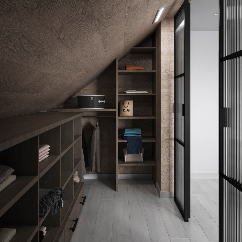 Дизайн интерьера мансардного этажа в частном доме.