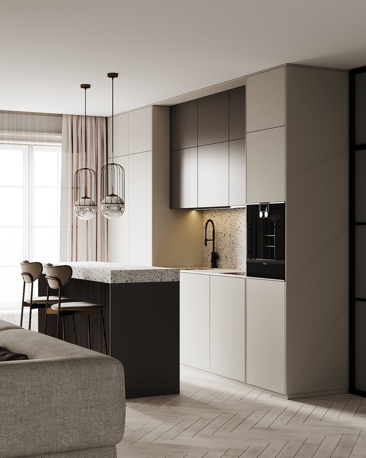 Обложка проекта: Современная кухня-гостиная