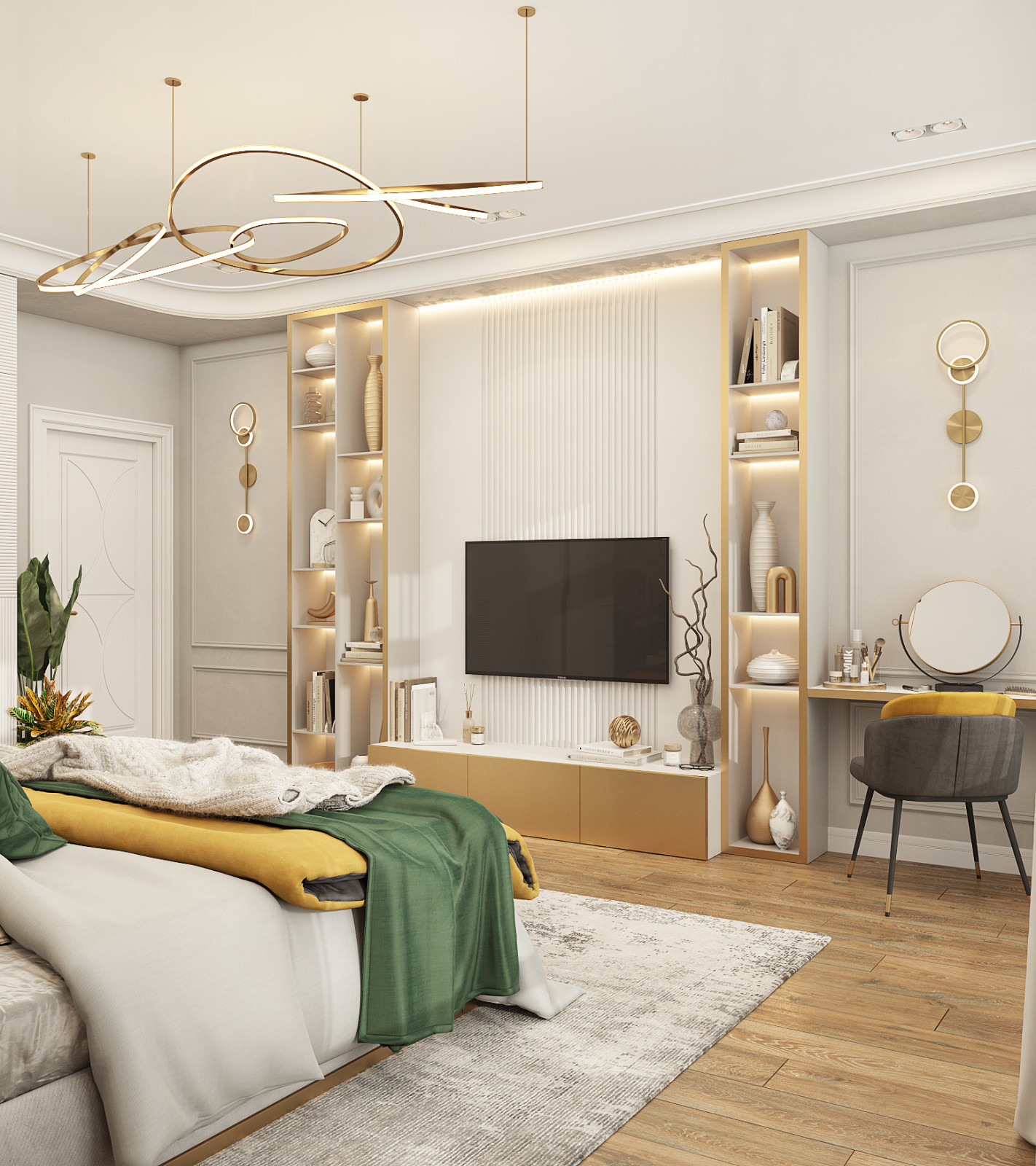 Главная спальня в коттедже. Обои из коллекции «Deco»