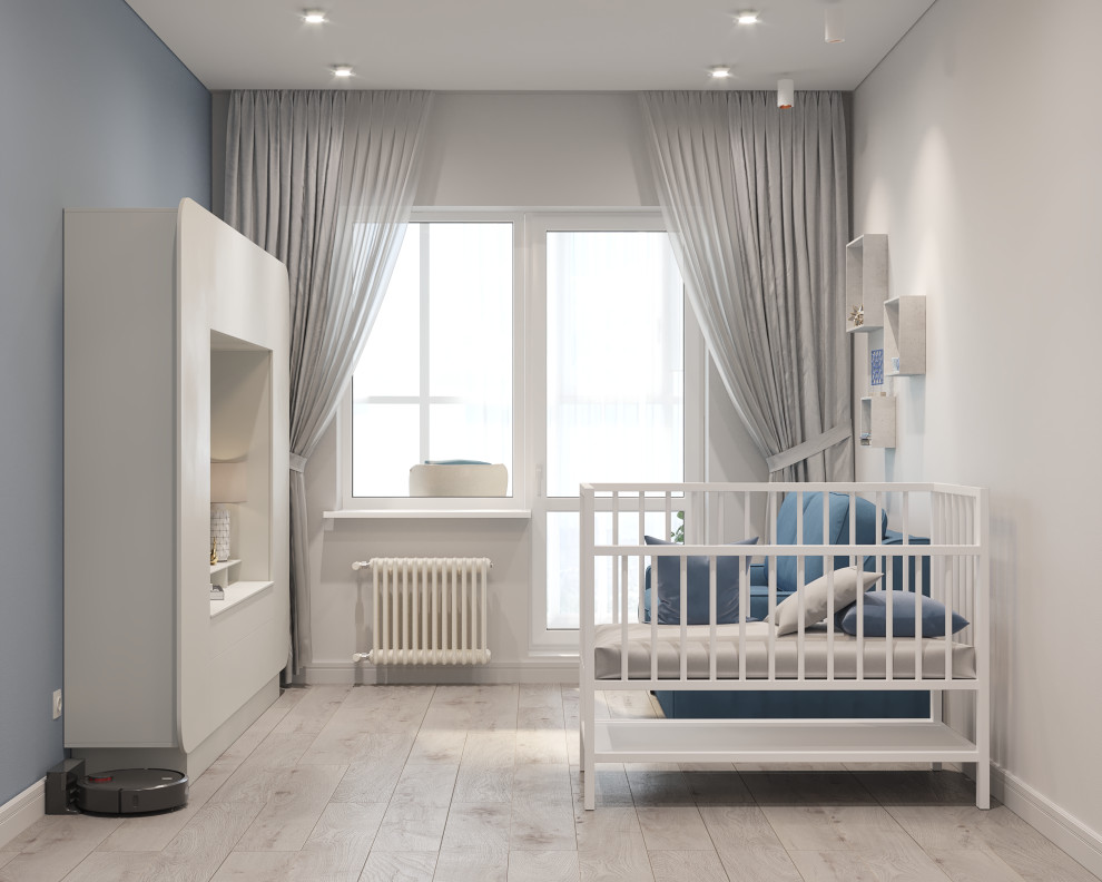 Однокомнатная квартира в серо-голубых тонах