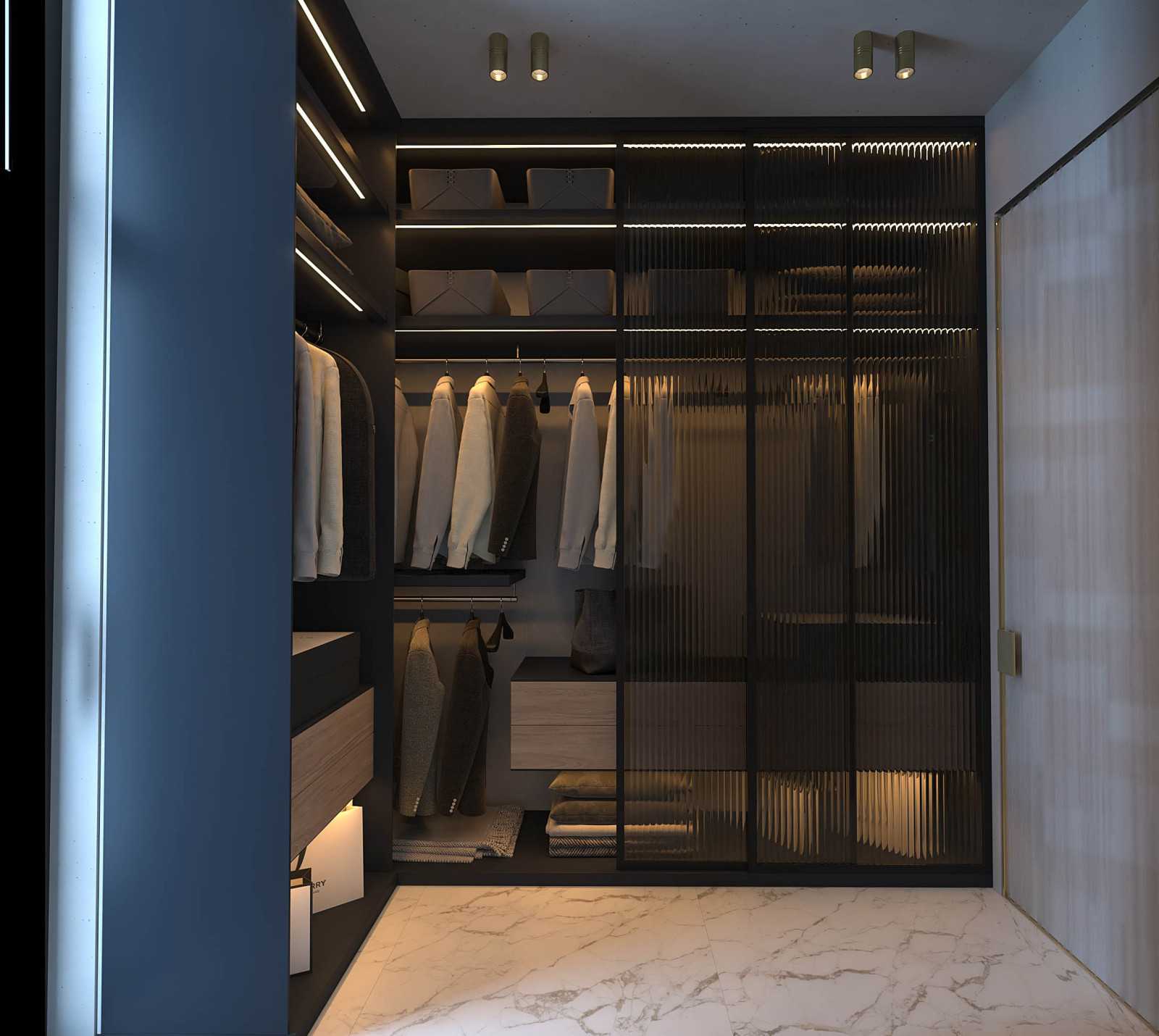 Гардеробная в проекте загородного дома Mountain House