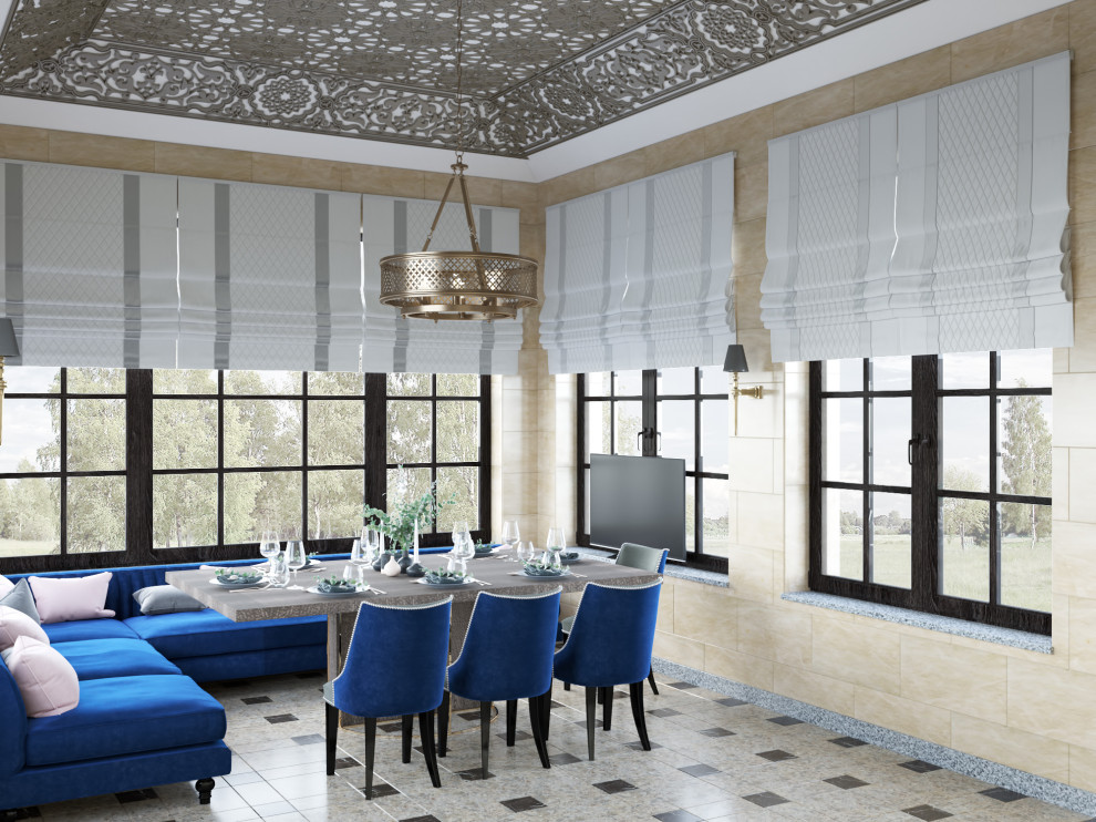 Шашлычный домик в синих тонах