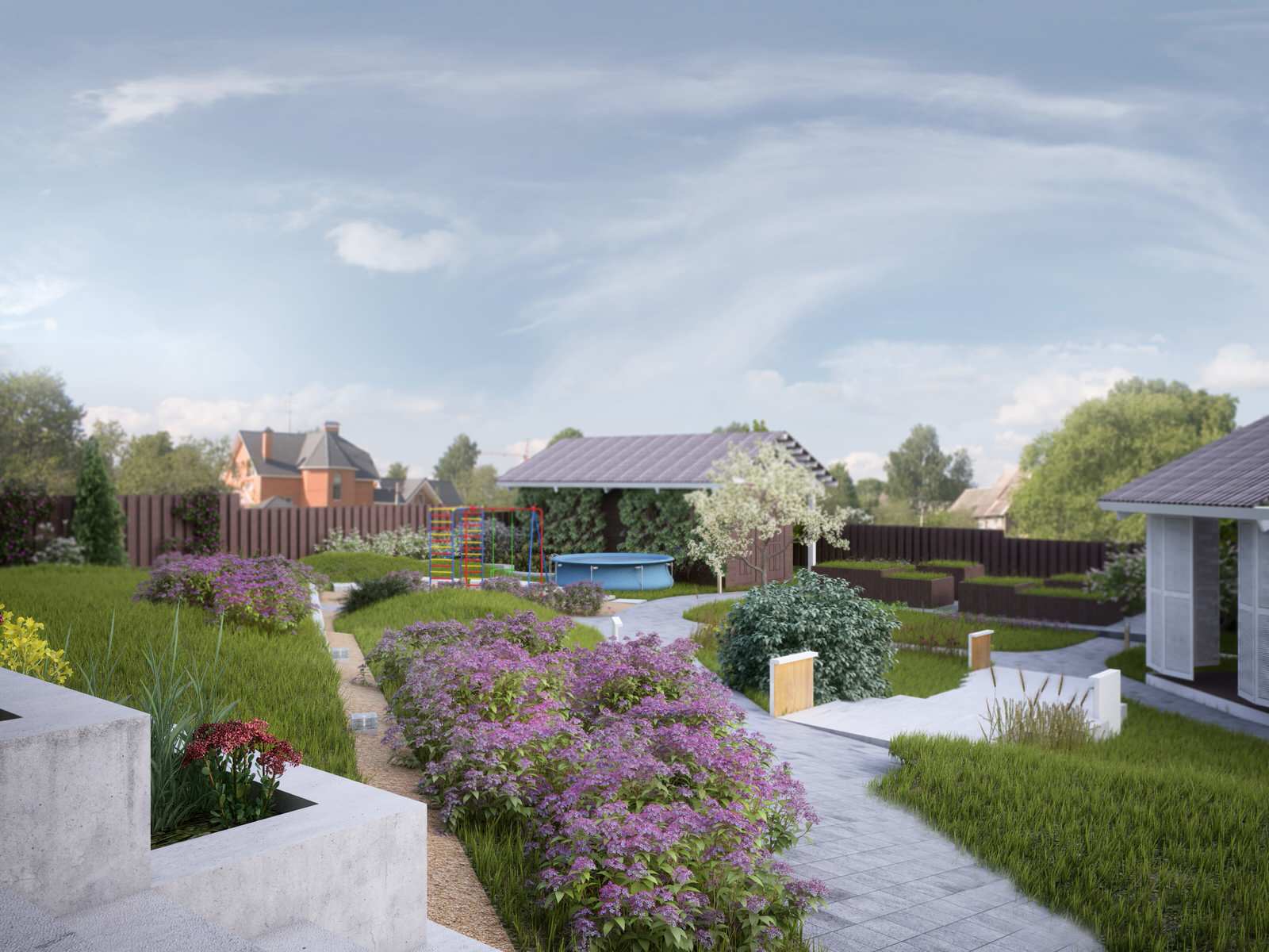 Ландшафтная архитектура участка частного дома в Красноярске