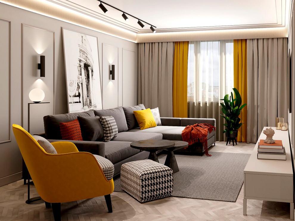 Обложка проекта: гостиная с элементами классики