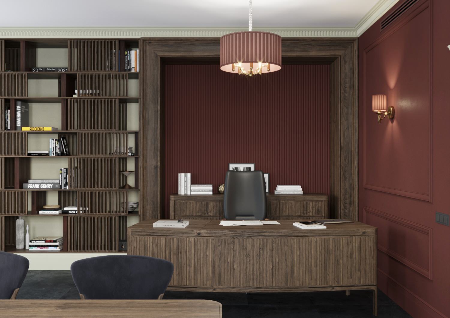 Обложка проекта: Кабинет в винных тонах