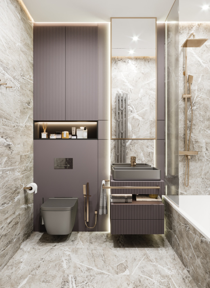 Санузел с латунными акцентами