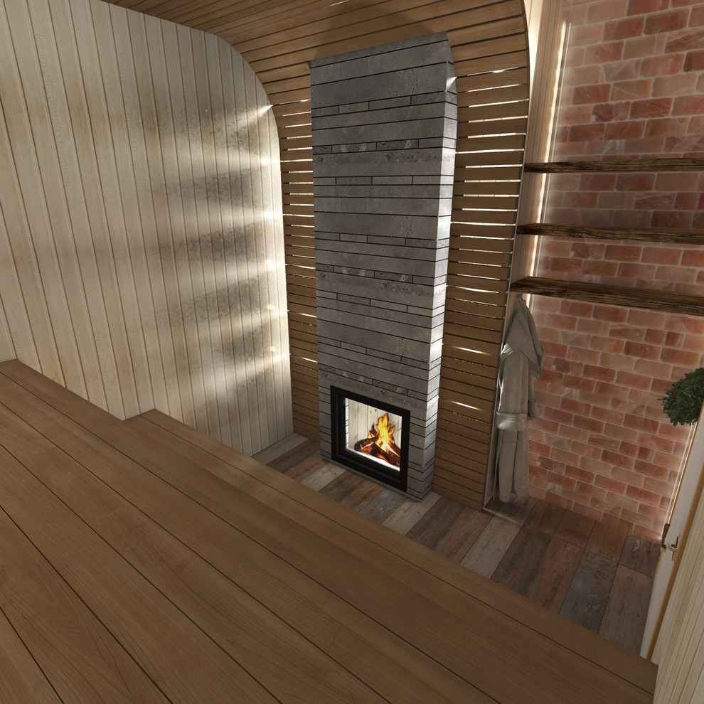 Интерьеры двухэтажной бани. Парная