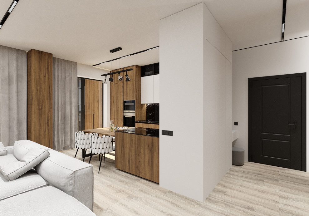 Дизайн концепция кухни-гостиной