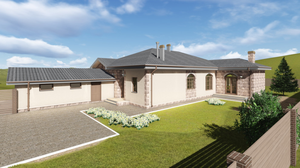 Одноэтажный кирпичный дом