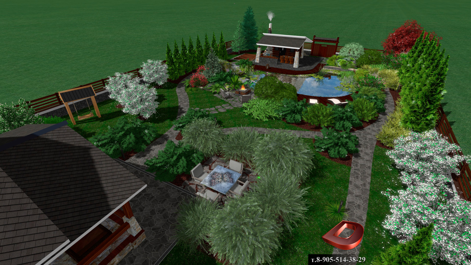 Проект ландшафтного дизайна участка 20 соток,