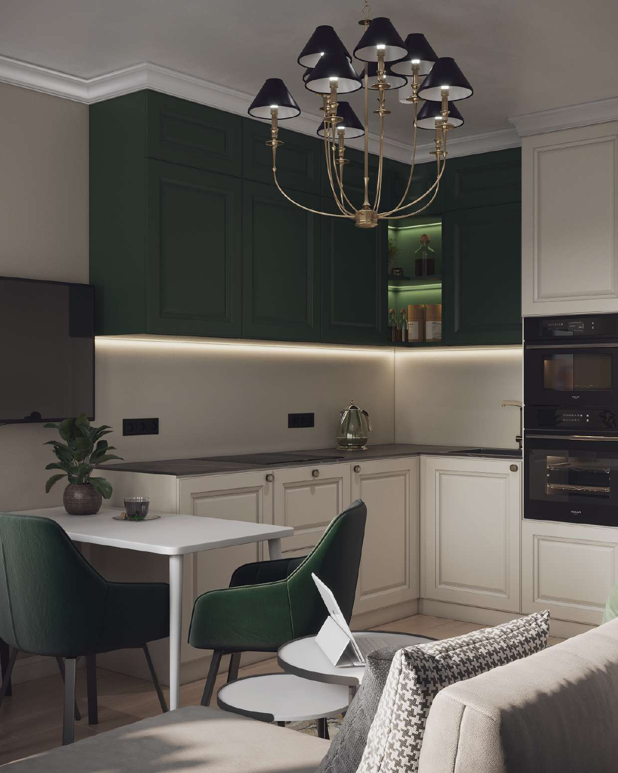 интерьер в стиле неоклассика с элементами минимализма.