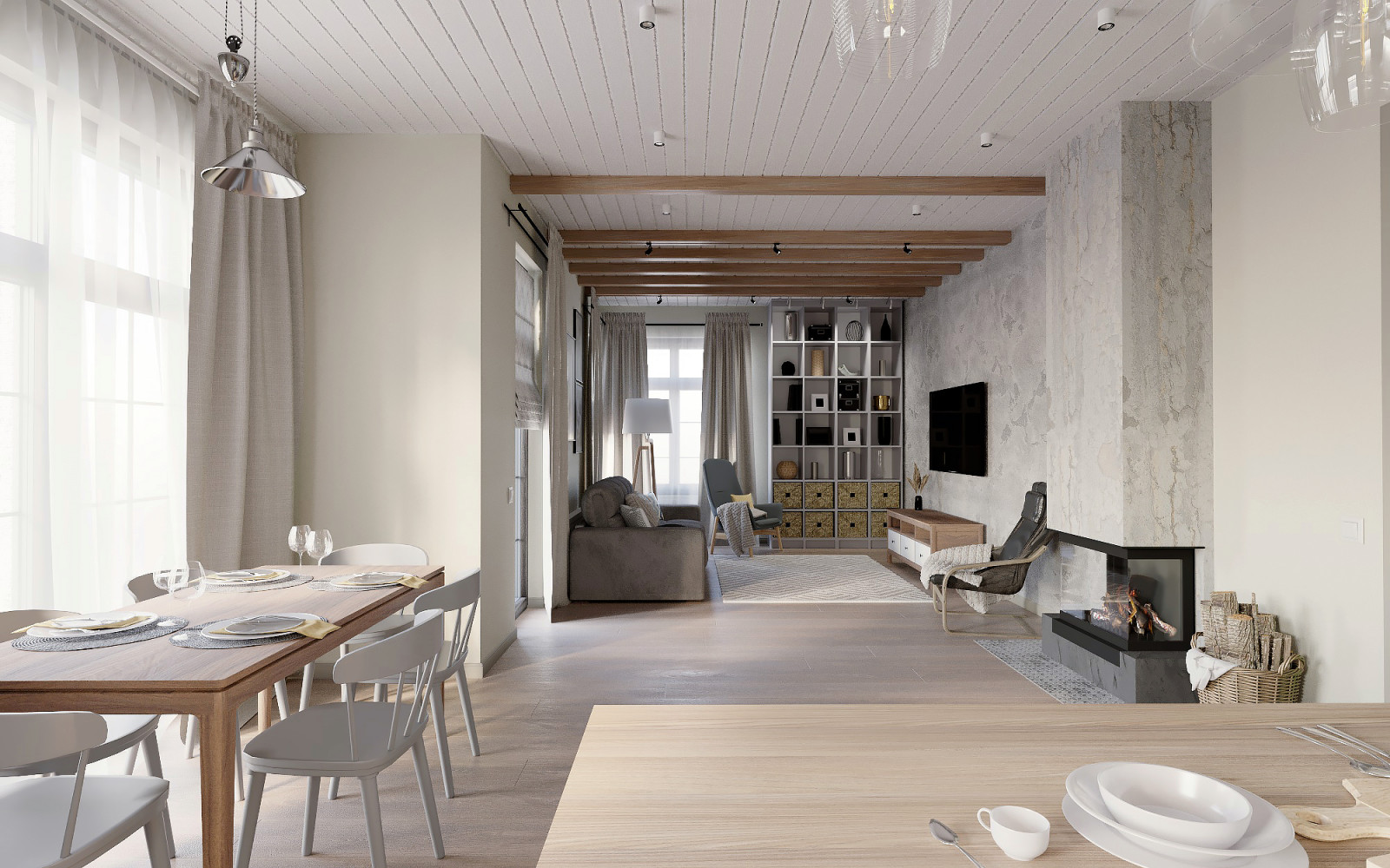 Кухня-гостиная в скандинавском стиле