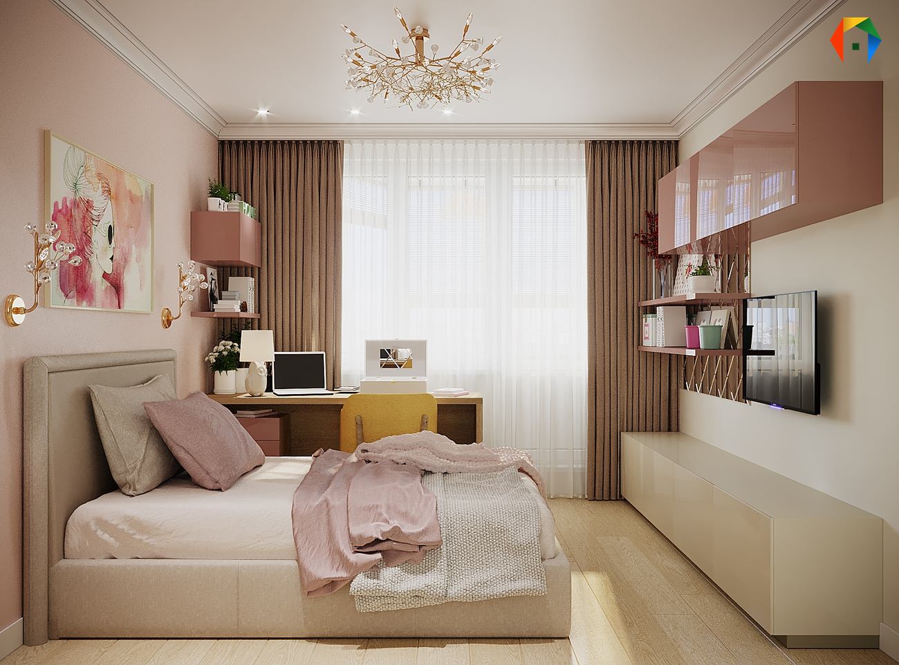 Дизайн трешки в песочных тонах