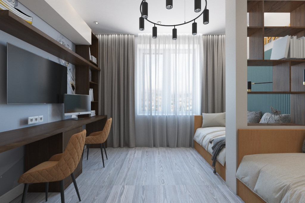 Ракурсы гостиной и детской.