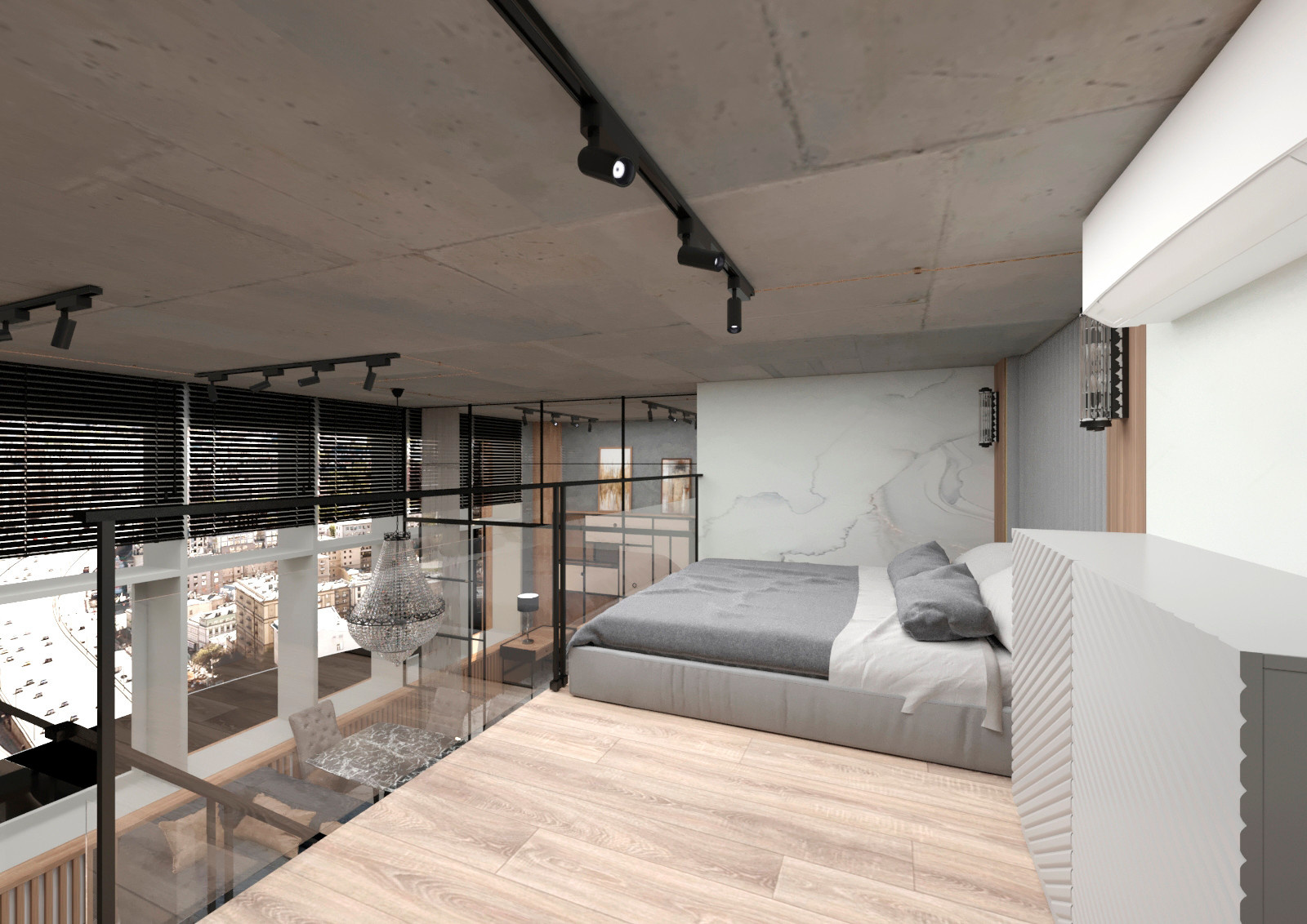 "Индустриальный шик". Двухуровневая студия