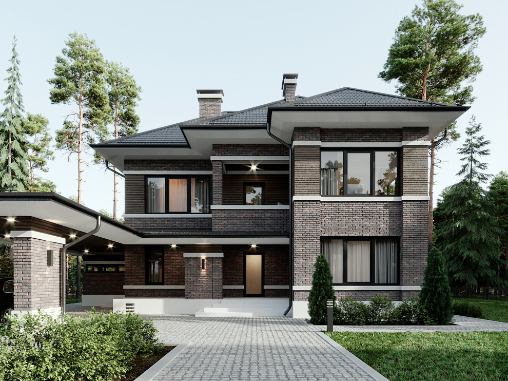 Проект фасада загородного дома в Санкт-Петербурге.