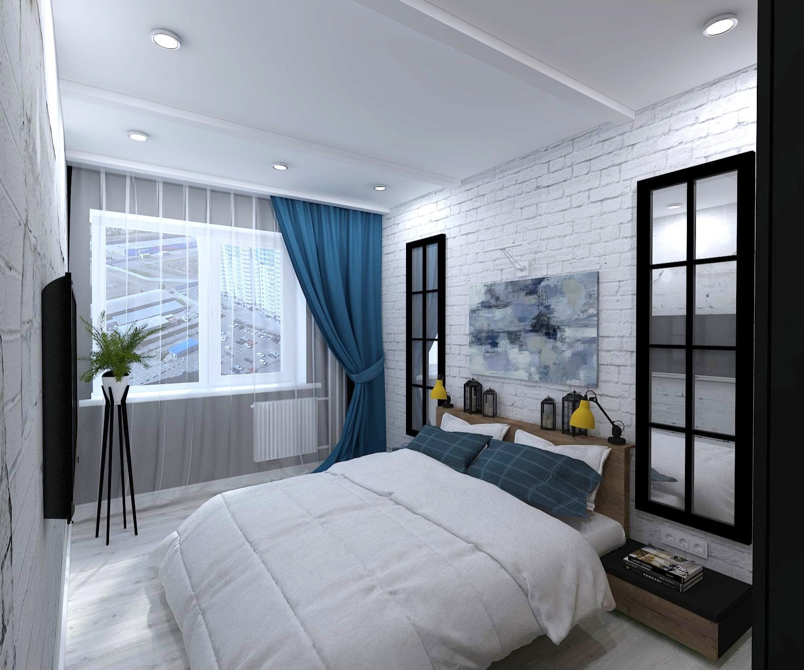 Спальня в стиле лофт