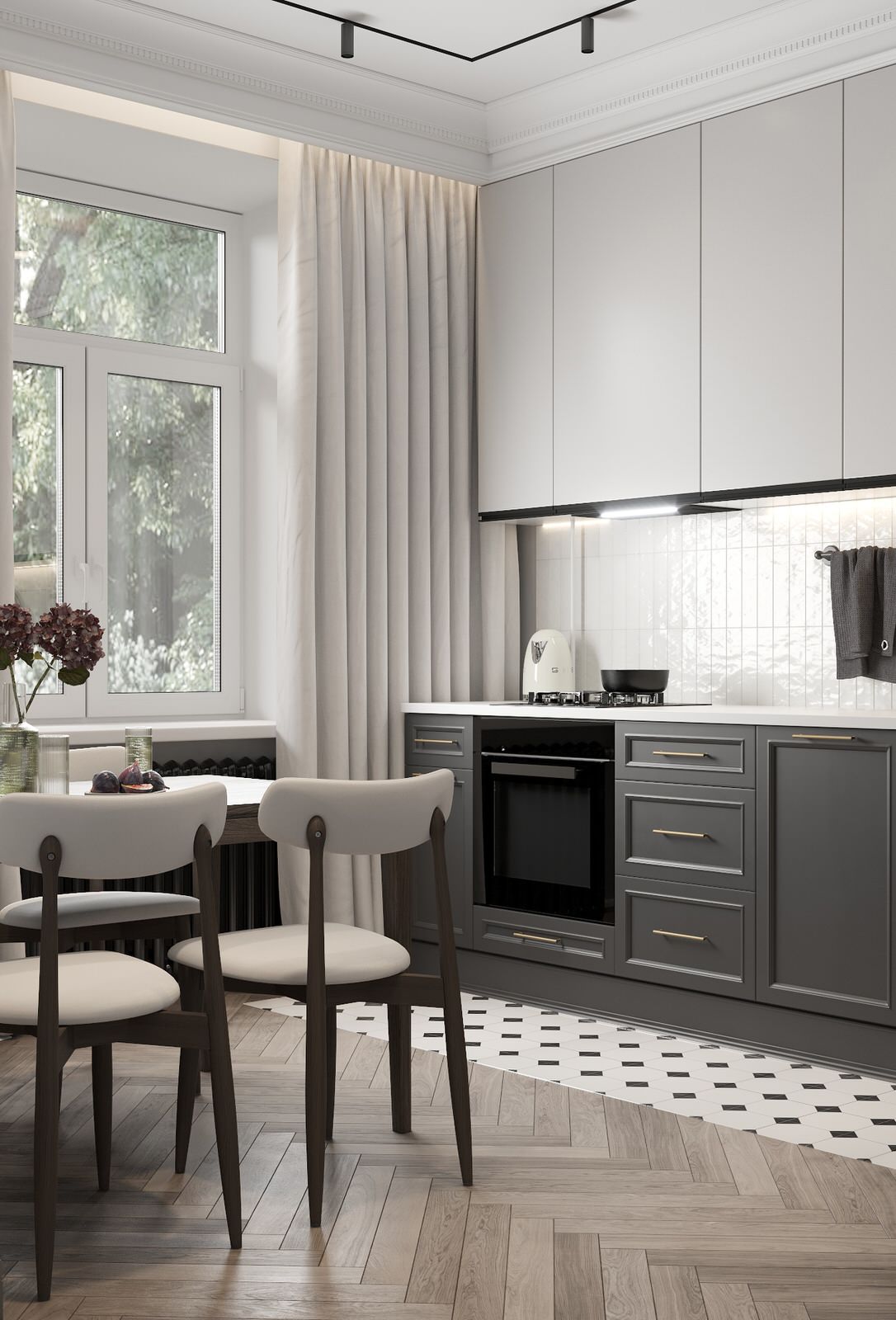 Интерьер однокомнатной квартиры в темных оттенках