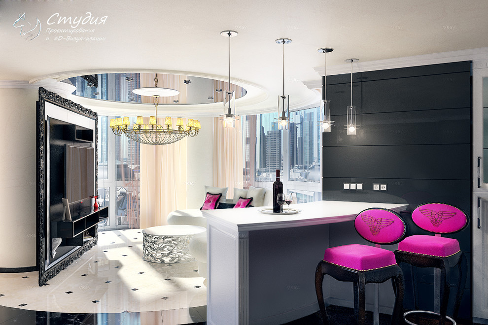 Обложка проекта: Элитная квартира 120 кв.м. Квартира выполнена в стиле "Гламур"