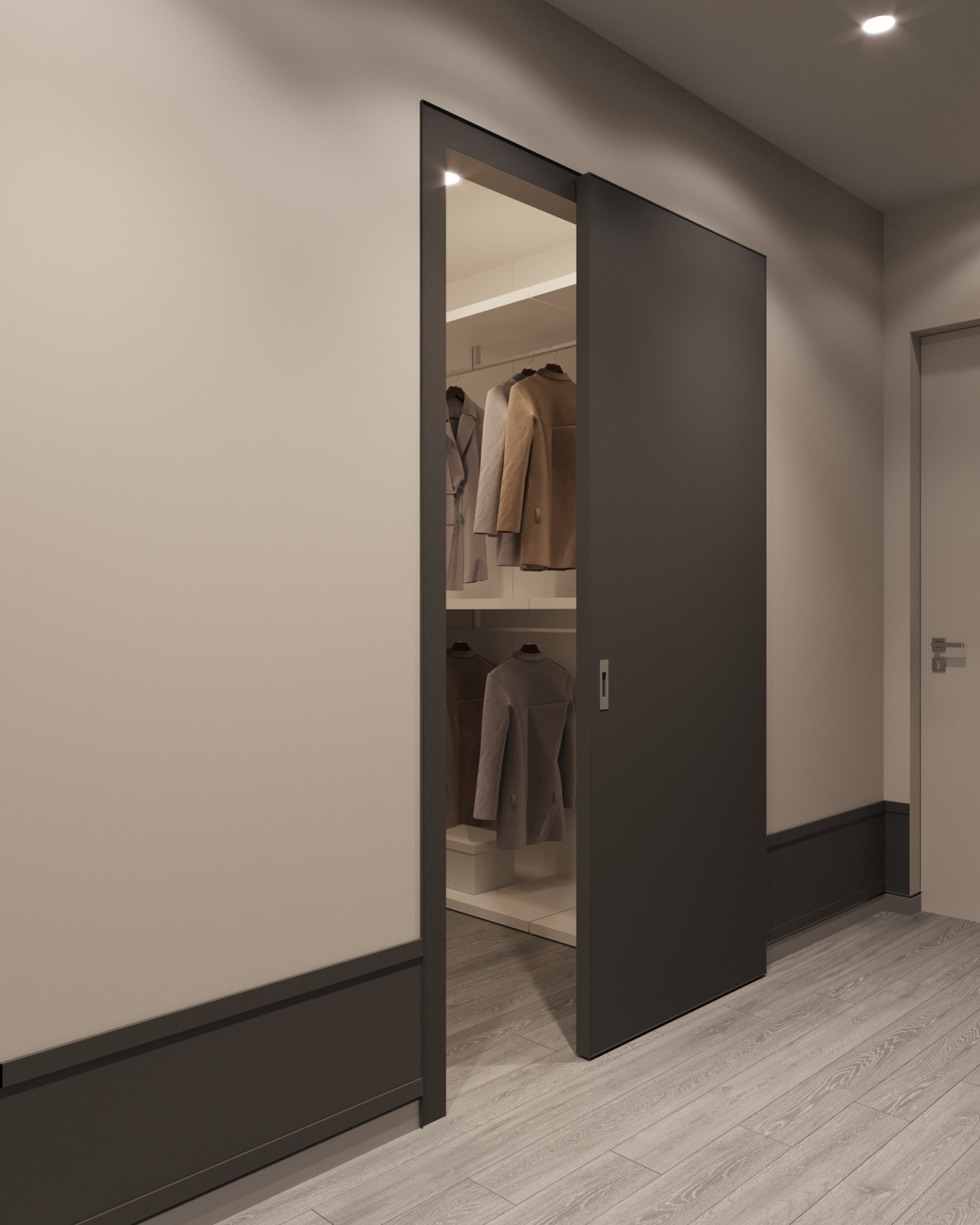 Современная  квартира в серо-белый тонах