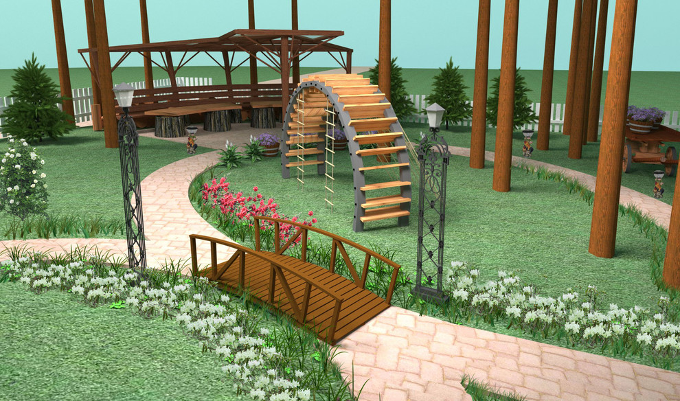 Ландшафтный дизайн площадки около частного дома