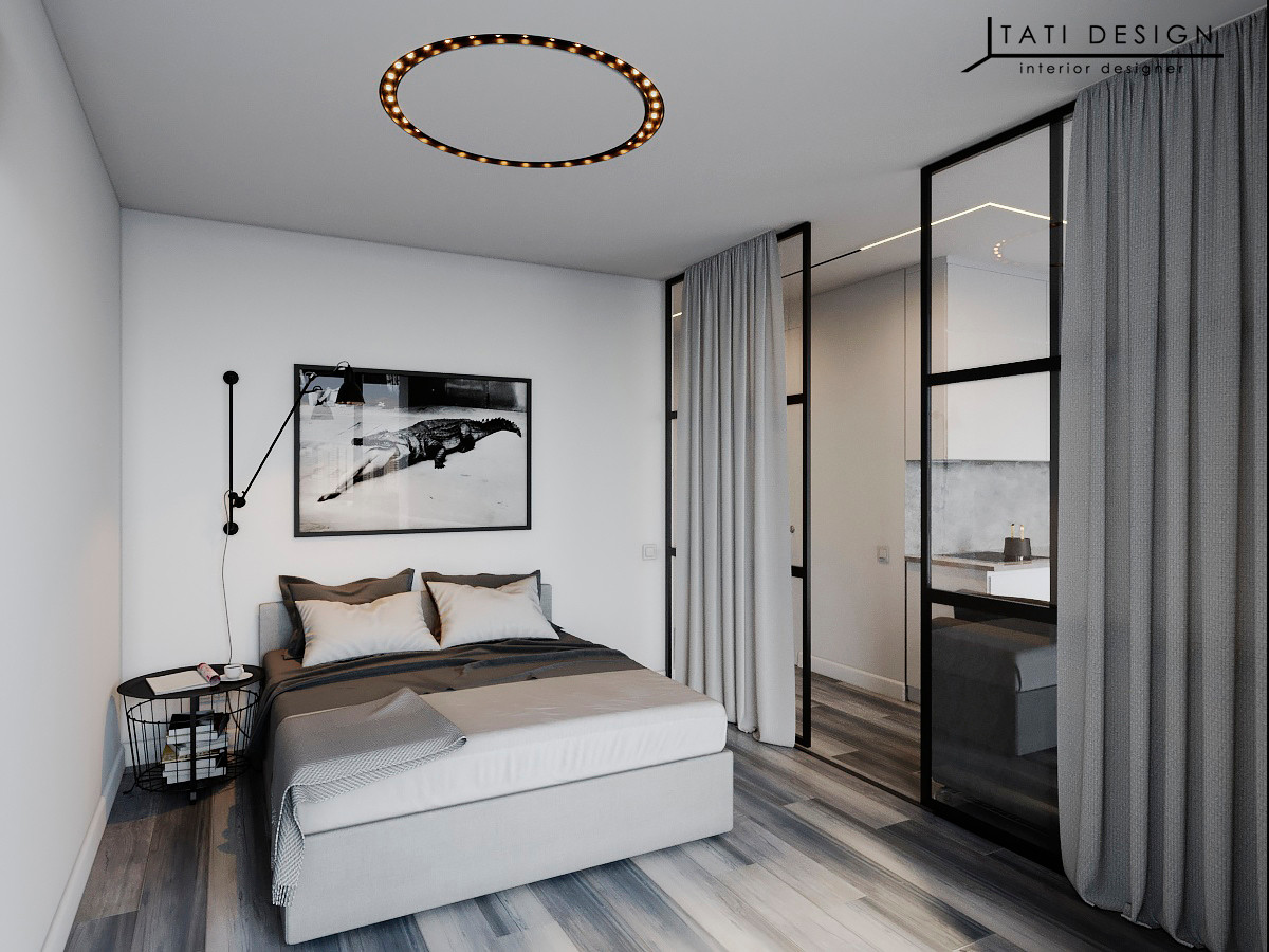 Квартира студия с панорамными окнами.