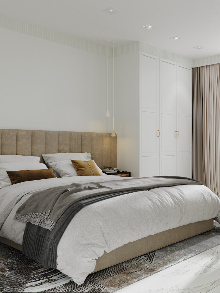 Спальня в однокомнатной квартире в ЖК "FoRest"