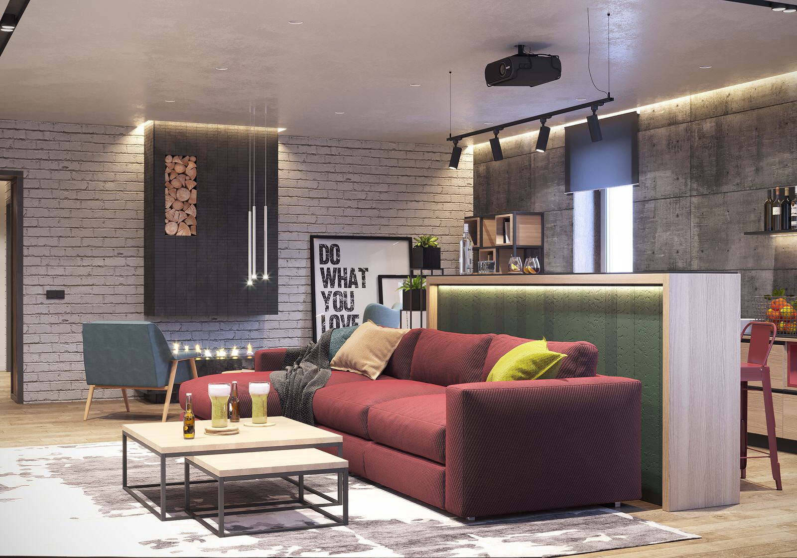 Дизайн квартиры в индустриальном стиле