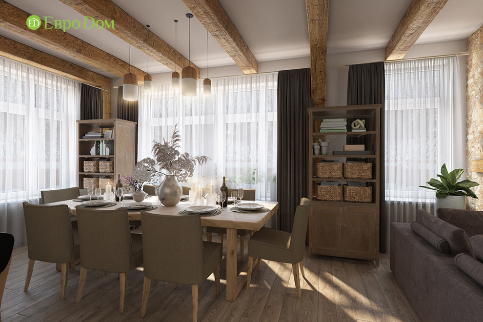 Дизайн интерьера двухкомнатного дома 73 кв. м в стиле шале