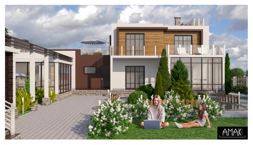 Загородный дом в стиле постмодернизма