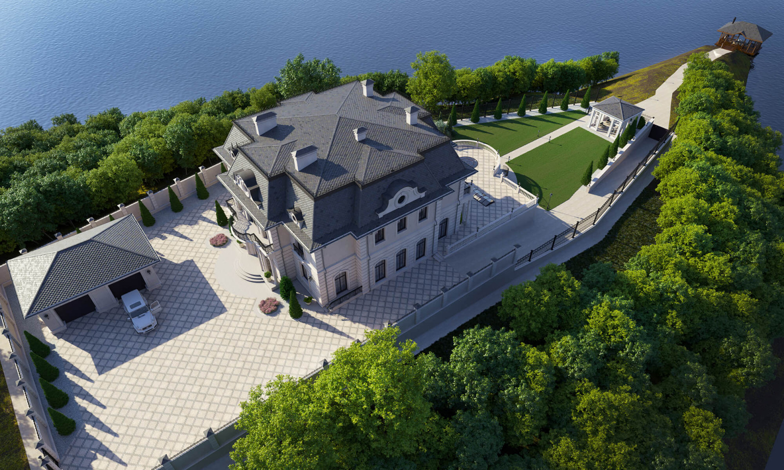 Архитектурный проект жилого дома с бассейном в классическом стиле. 1100кв.м.