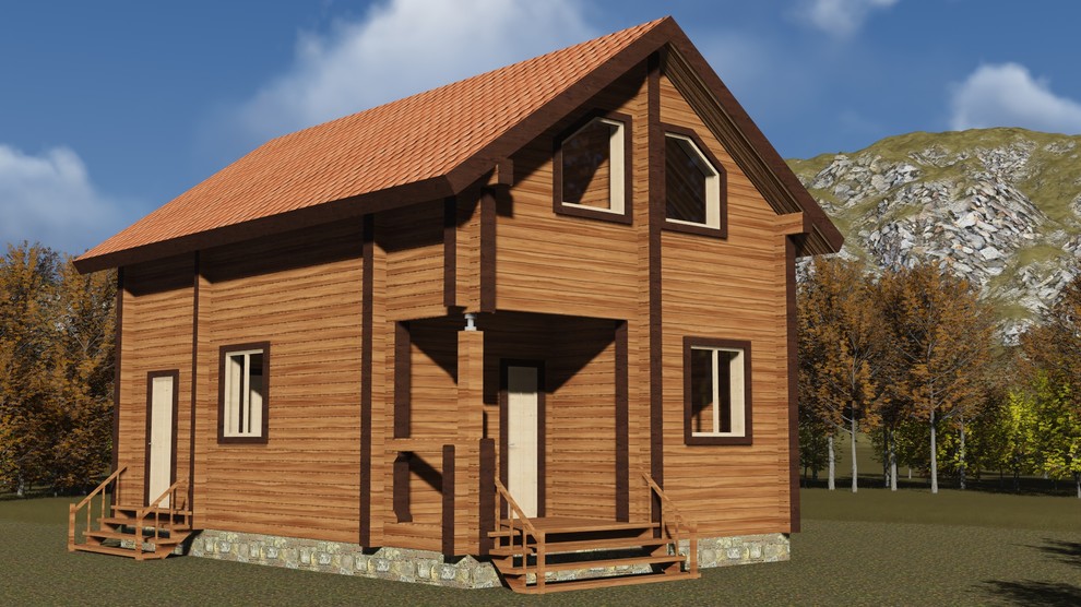 Обложка проекта: Двухэтажный дом 78м2 из бруса 220х140 — проект 192