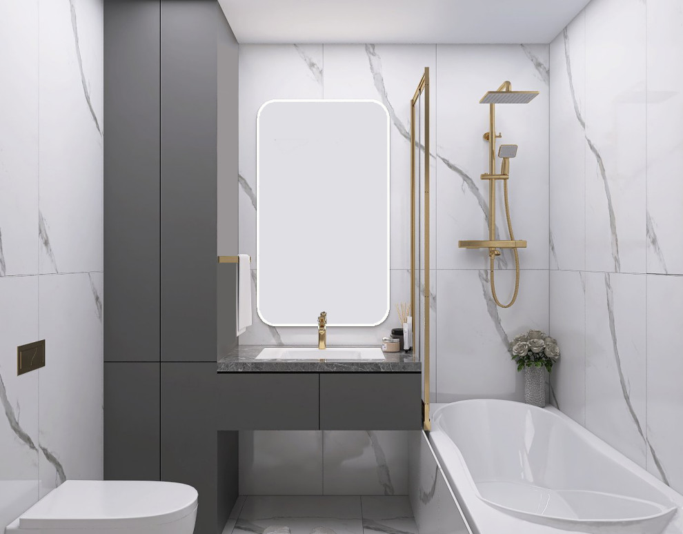 Квартира с золотыми и винными акцентами и элементами ар-деко