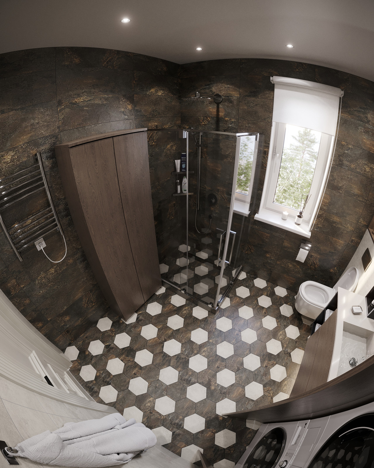 Дизайн и 3д-визуализация санузла в загородном доме