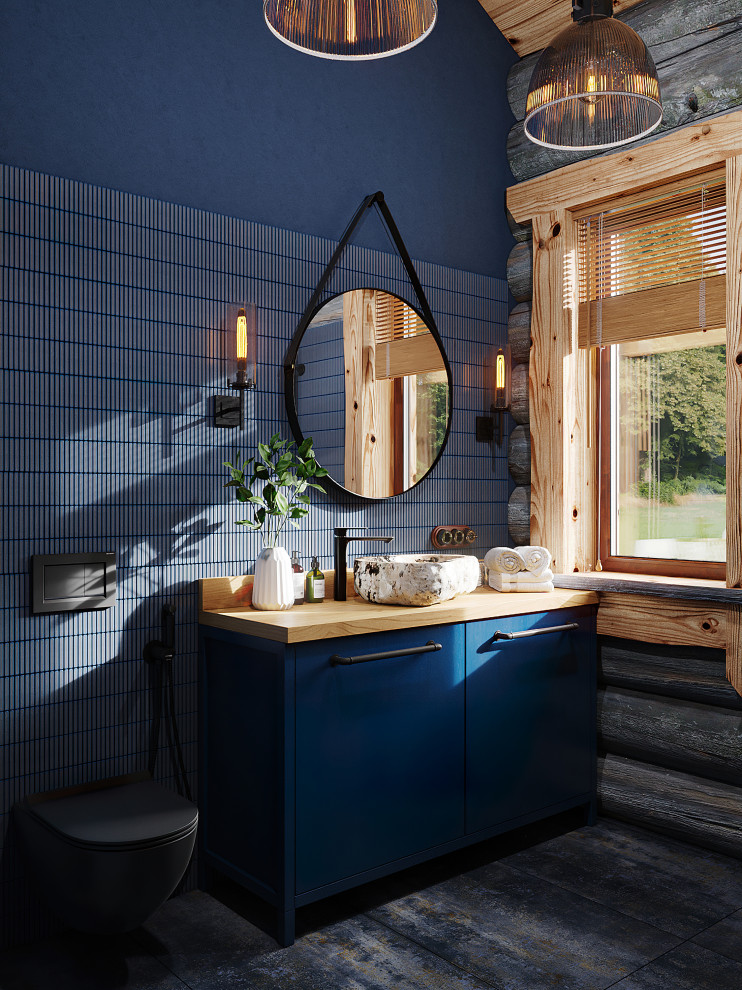 Дом из кело для рыбалки. Душевая комната