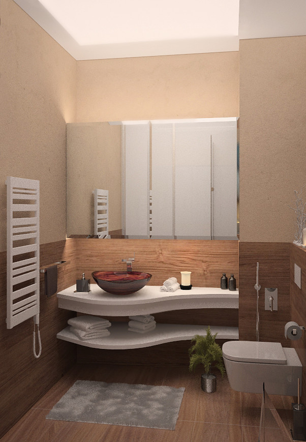 Ванная с душем за смарт-стеклом в Москве