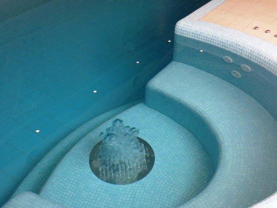 Бассейн в частном доме с гейзером