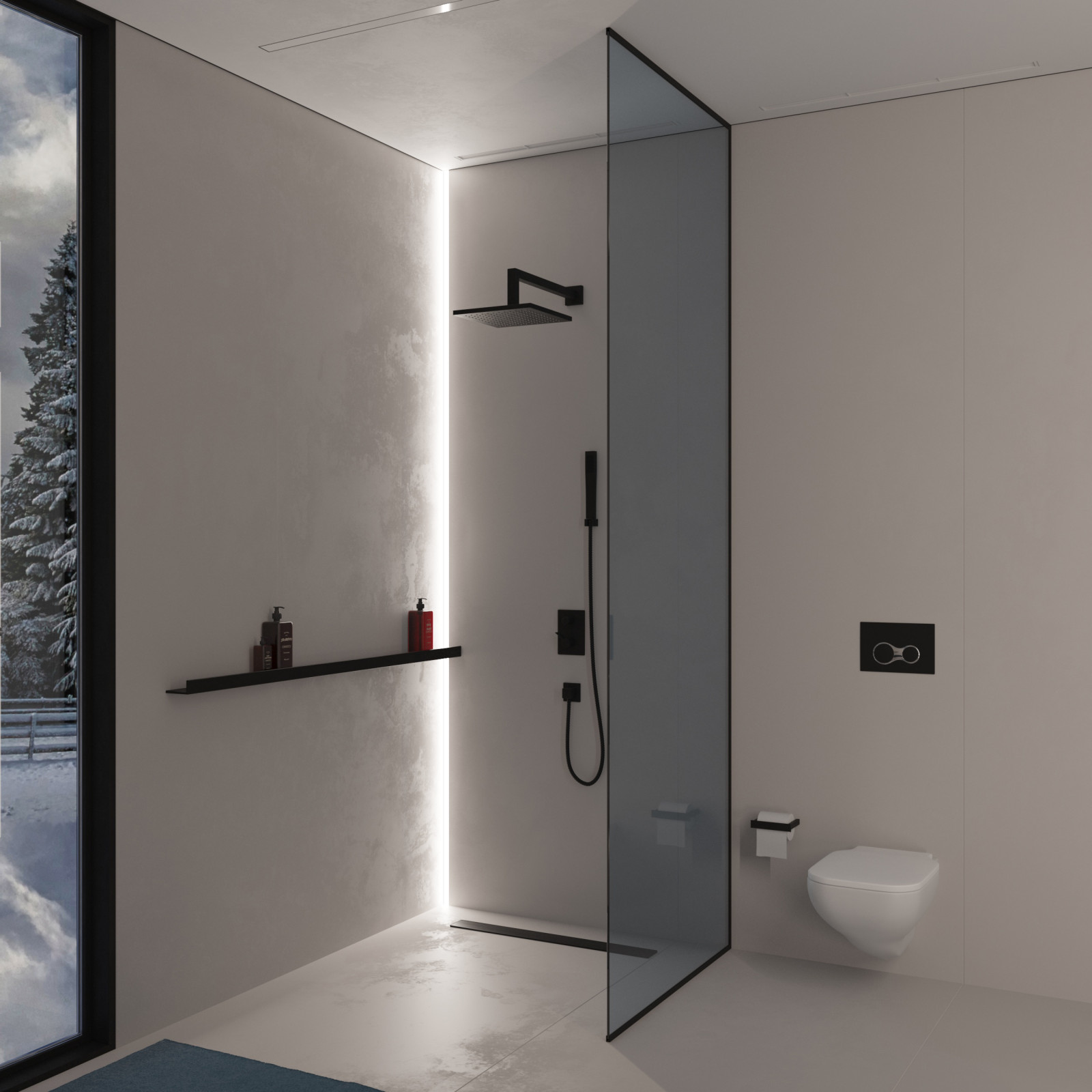 Современный, светлый санузел