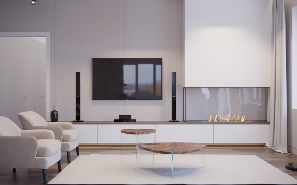 Гостиная. Дизайн-проект коттеджа в Московской области