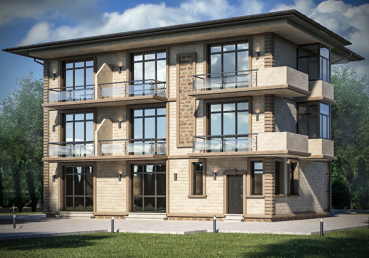 Фасад домовладения облицованный натуральным дагестанским камнем