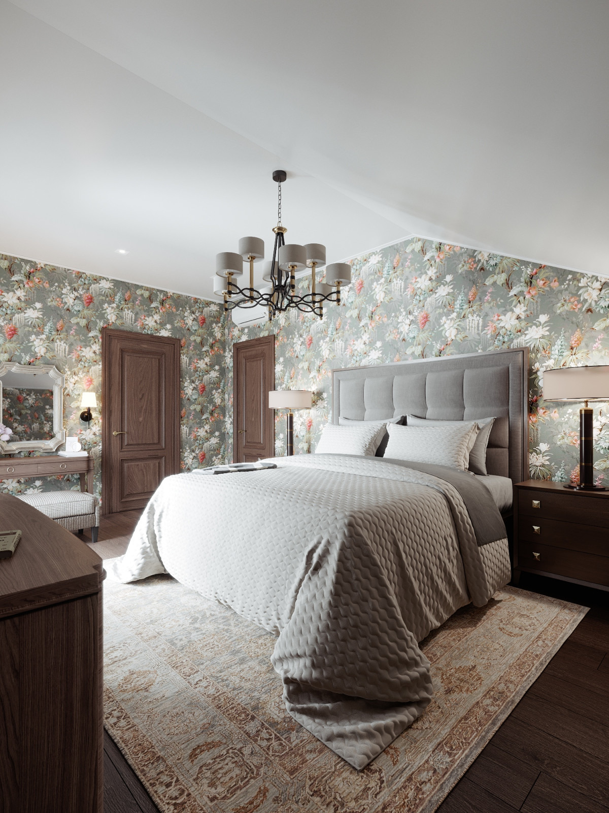 Обложка проекта: Спальня загородного дома с гардеробной, 29 кв.м