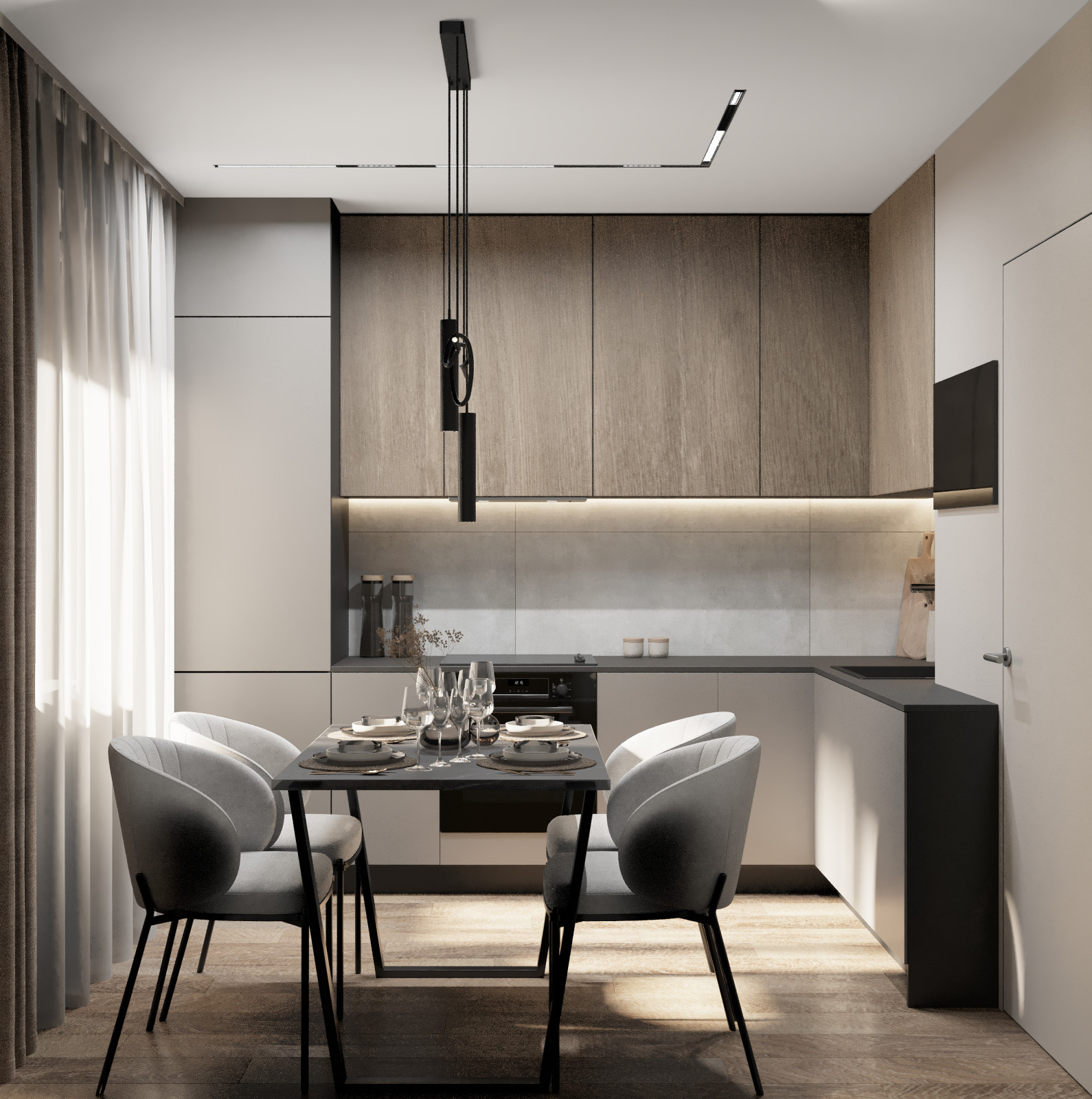 Интерьер современной квартиры 57 м² -  стиль и удобство для семьи