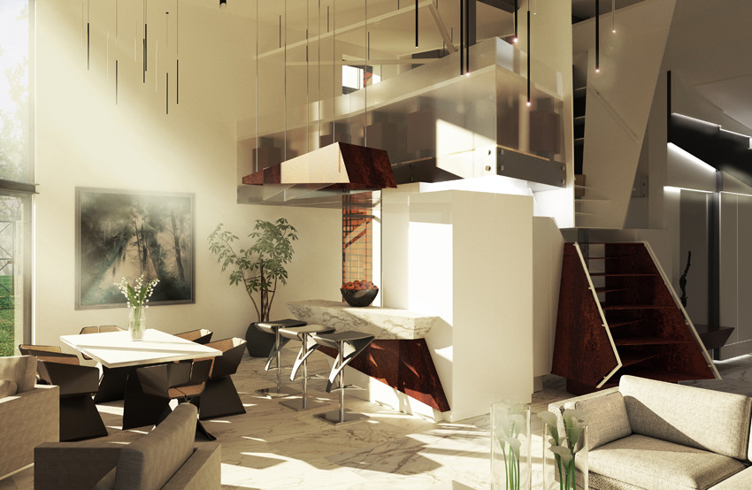 Интерьер “Зимний лес” виллы “Заснеженная крона”