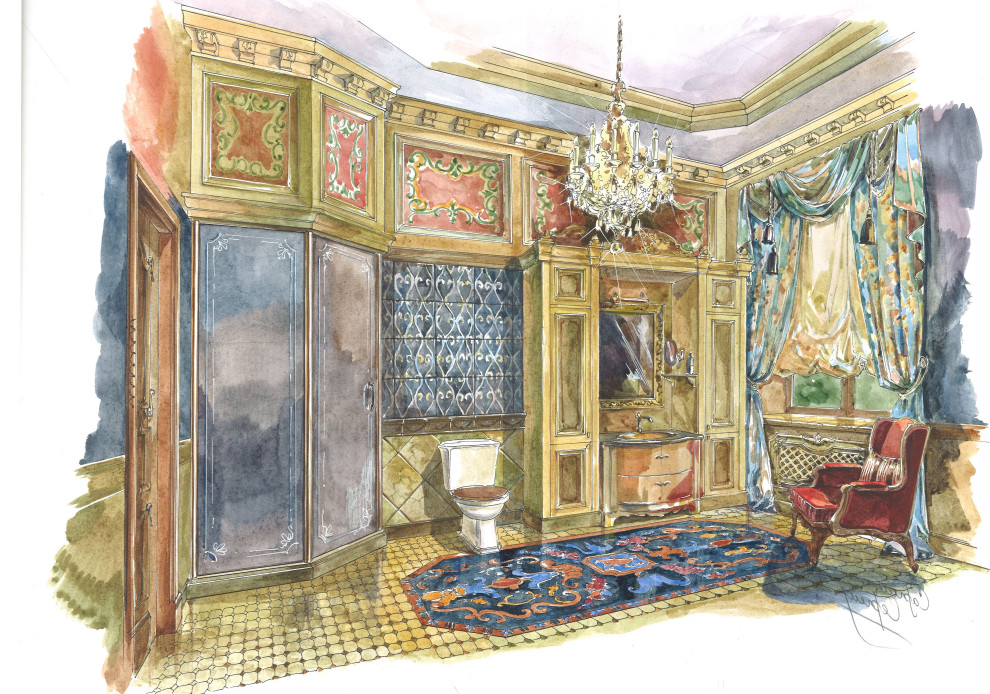 Акварельные эскизы. Загородный дом в Екатеринбурге.