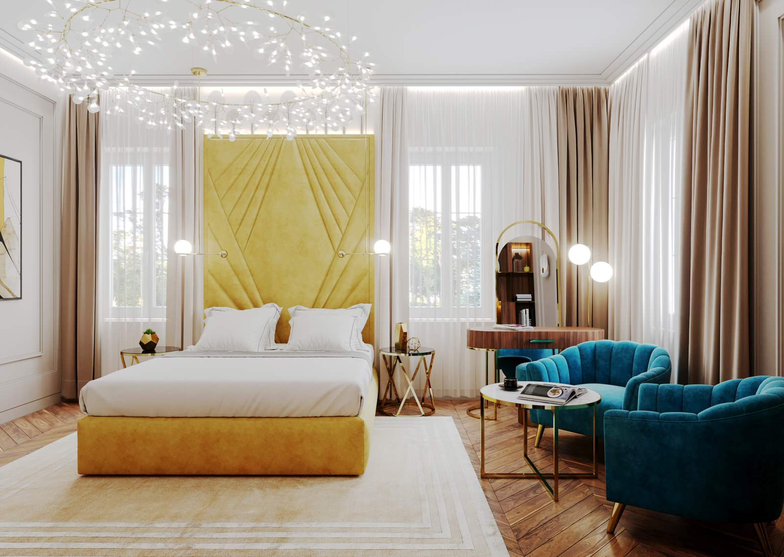 Изысканность загородного дома в смешанном стиле Ар Деко и Американской классики