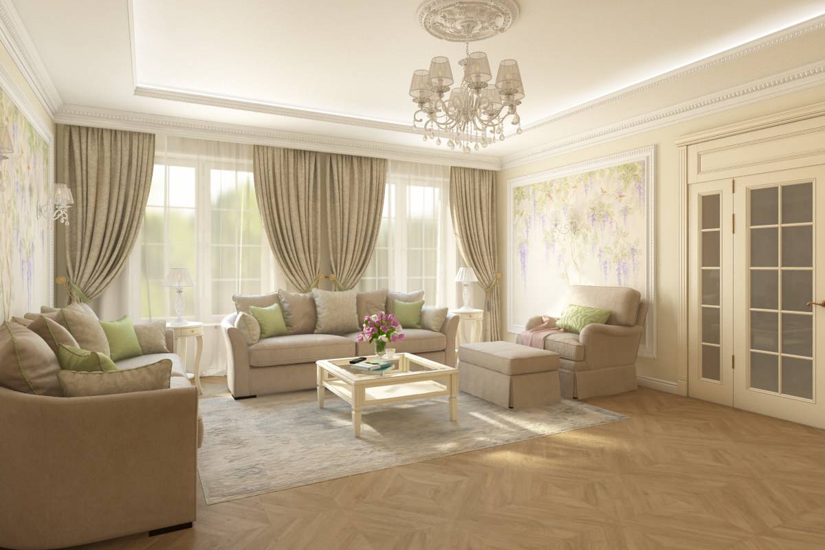 Обложка проекта: Гостиная в индивидуальном жилом доме пос. Нивенское