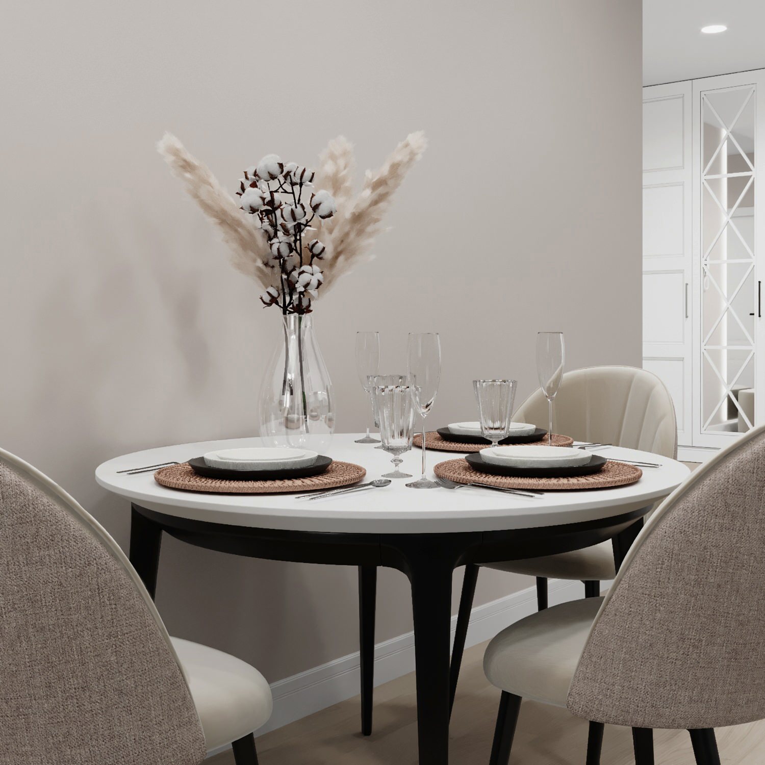 Кухня-гостиная 18 кв. м. в скандинавском стиле