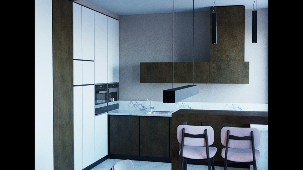 Кухня-гостиная по дизайн-проекту ЖК "Солнечный олимп", Воронеж